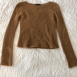 The Row camel cashmere eyelet sweater XS